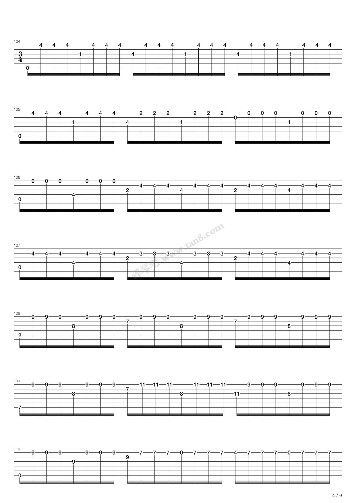 叶佩斯-爱的罗曼史指弹吉他谱4