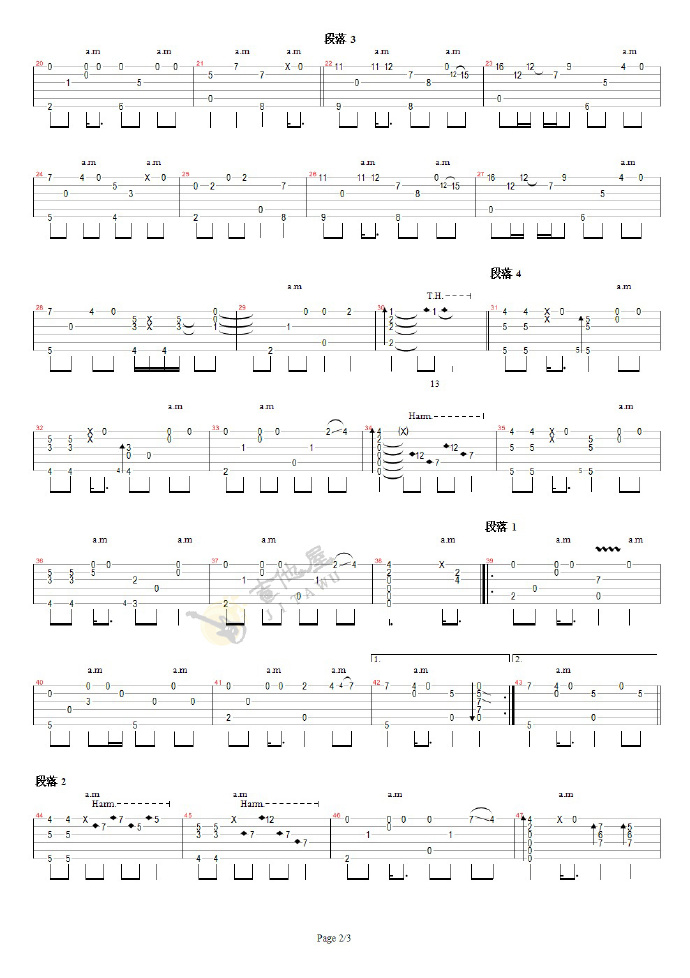 押尾桑-月亮的眼泪指弹吉他谱2